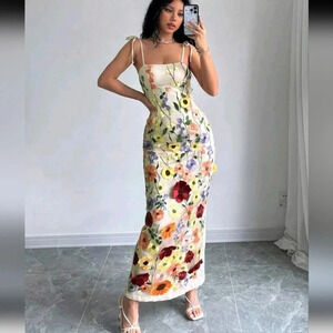 Women's Elegant Floral Printed Spaghetti Strap Dress